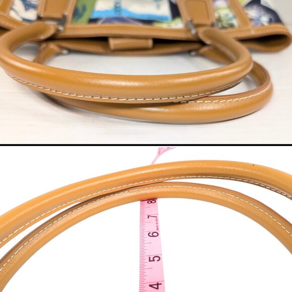 Talbots Canvas & Leather Travel Postcard Large Lined Tote Bag Novelty Passport - Picture 7 of 9